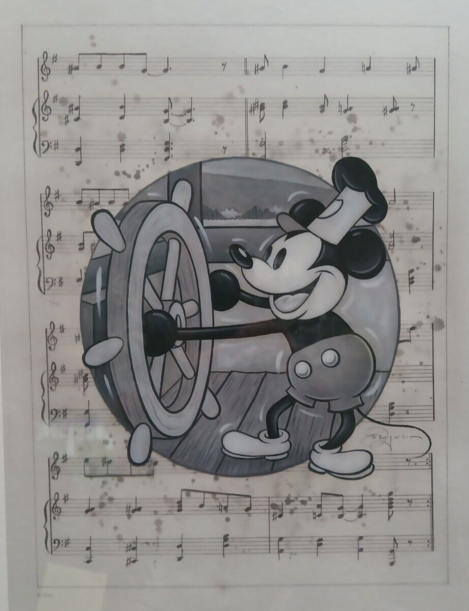 Disney Fine Art Steamboat Willie Litho On Cel 18x12