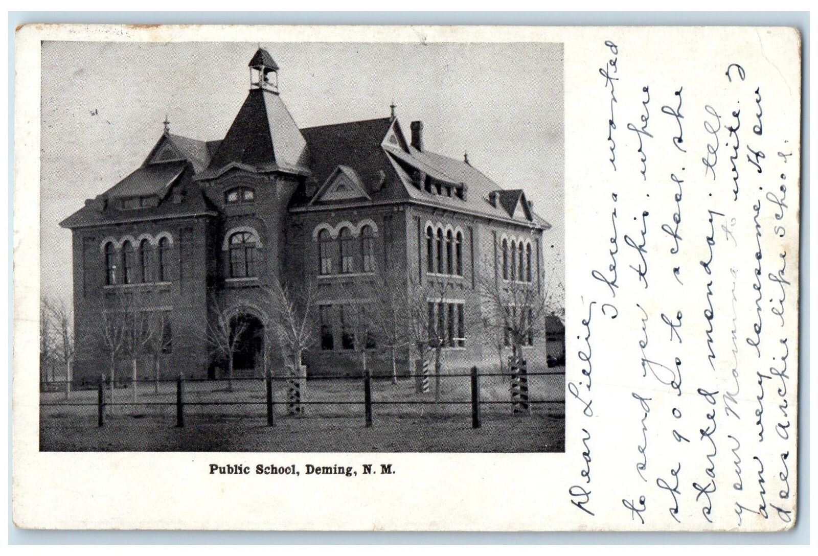 1907 Public School Exterior Roadside View Deming New Mexico NM Posted Postcard
