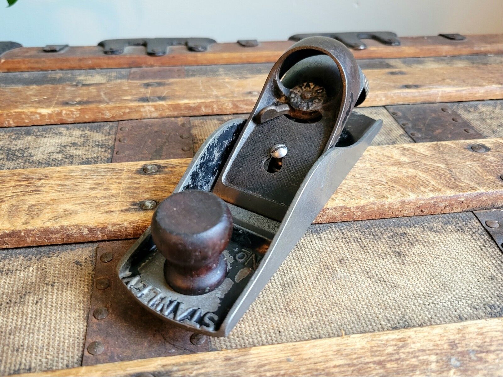 Early Type Vintage Stanley No. 220 Block Plane 10/12/1897 Patent Lever Cap