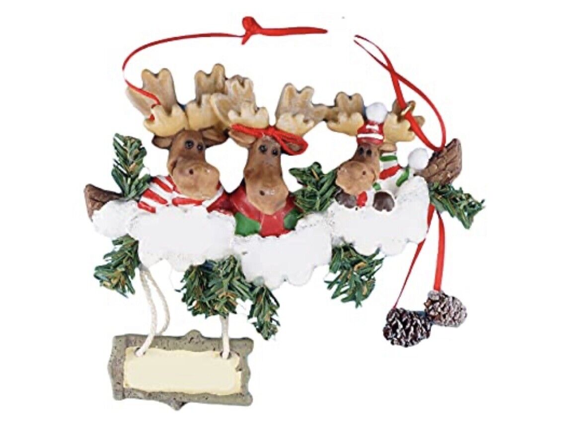 Kurt Holly Adler Moose Family Personalizable Holiday Ornament -  Family of 3