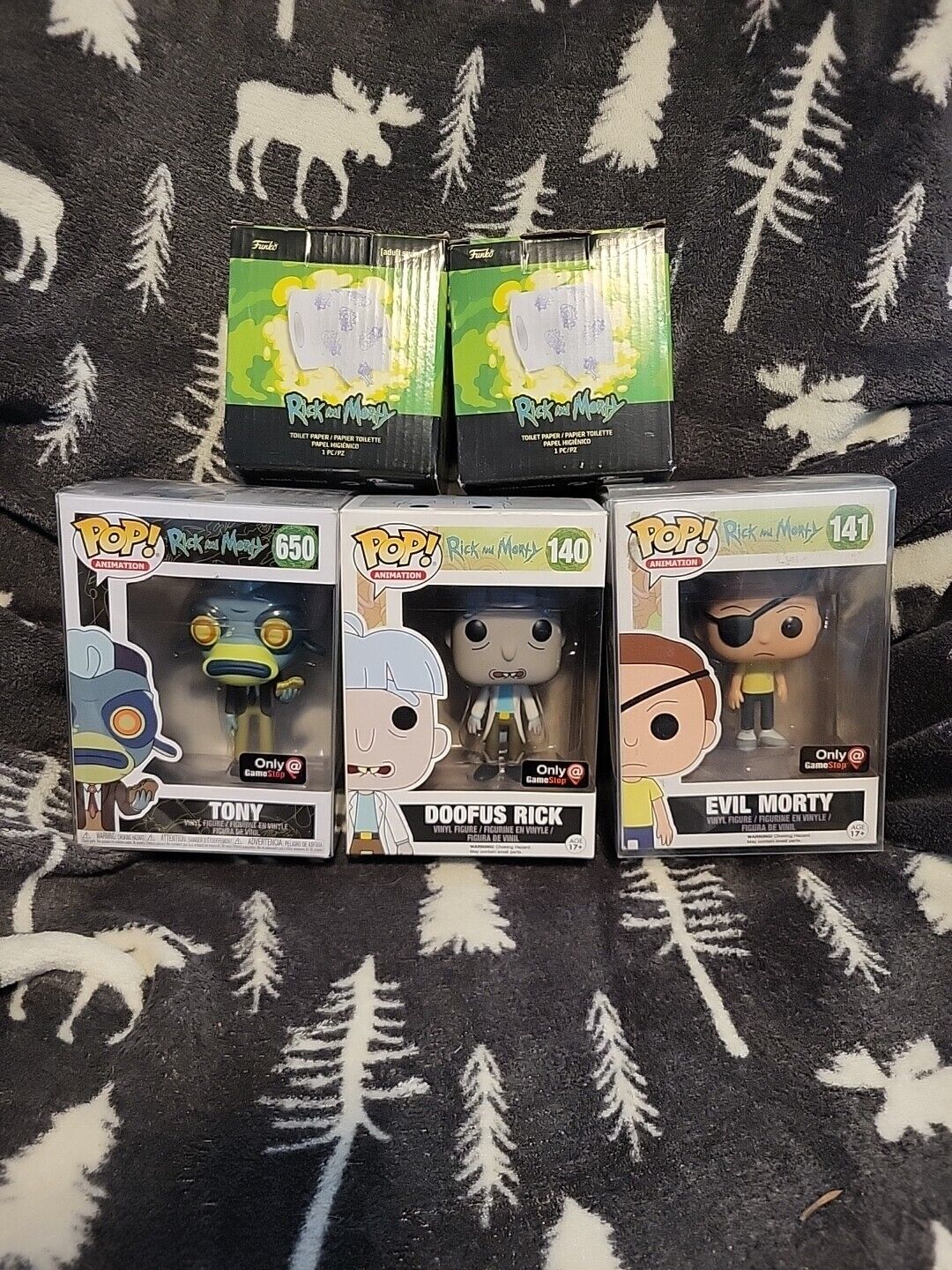 Rick & Morty Funko Pop Lot With Novelty Toilet paper