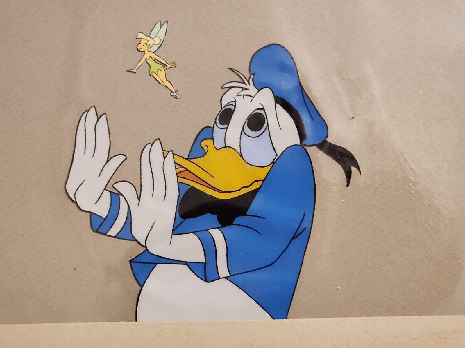 1950s DONALD DUCK TINKER BELL ORIGINAL HAND PAINTED PRODUCTION CELLULOID DRAWING