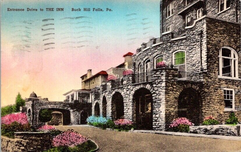 Vintage Albertype Postcard The Inn at Buck Hill Falls Pennsylvania PA 1950  3266