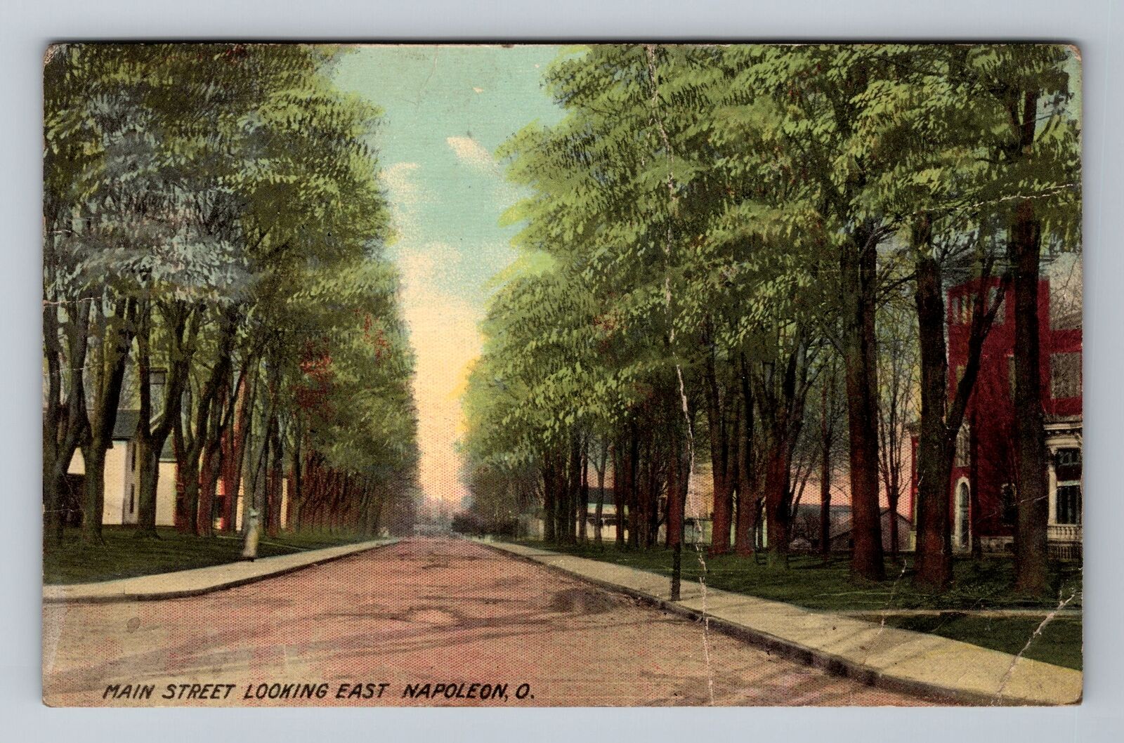 Napoleon OH-Ohio, Main Street Looking East, c1912 Antique Vintage Postcard