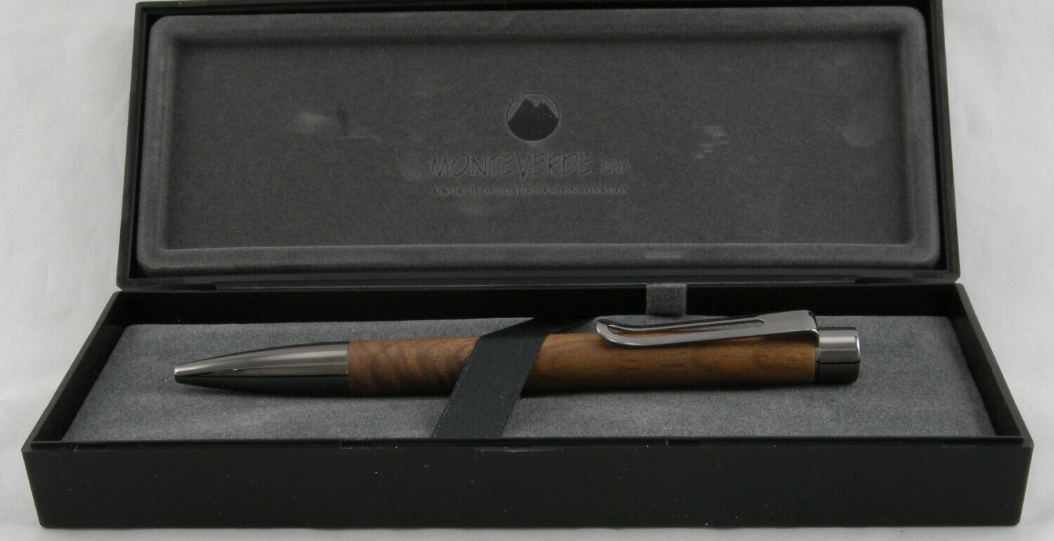 Monteverde Ritma Walnut Wood & Gunmetal Ballpoint Pen - New In Box