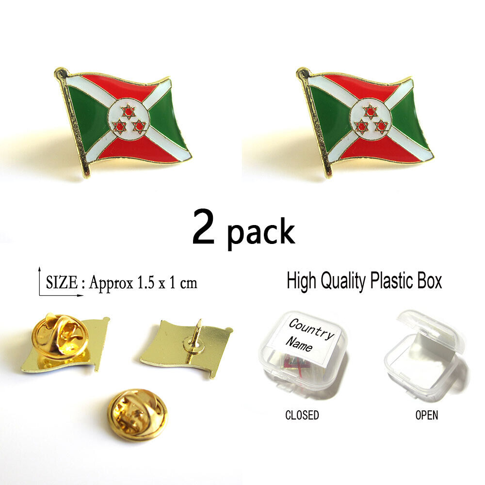NEW Burundi Country Flag Lapel Pin Patriotic Badge Brooches Metal 200+Country