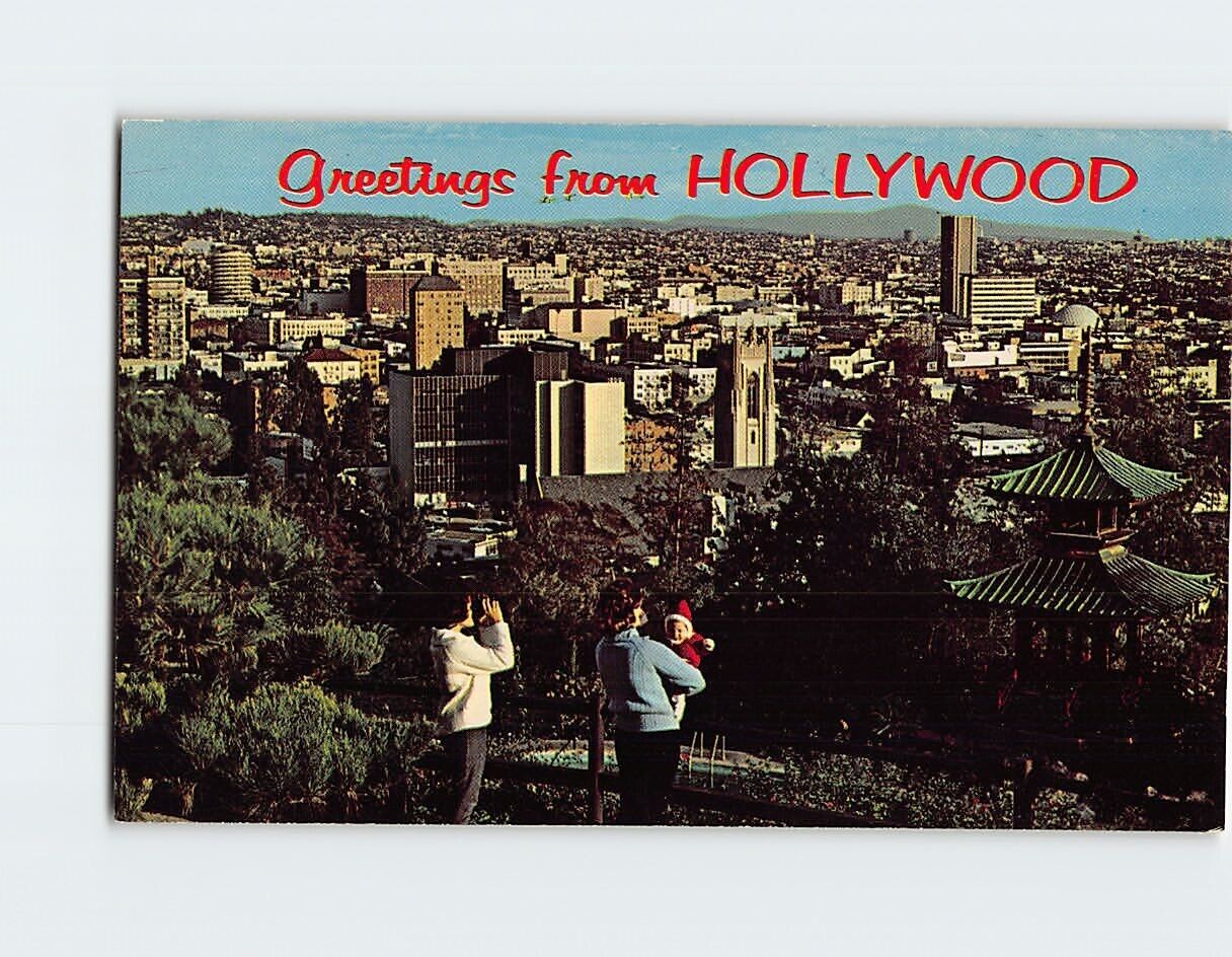 Postcard Panoramic View of Glamorous Hollywood California USA