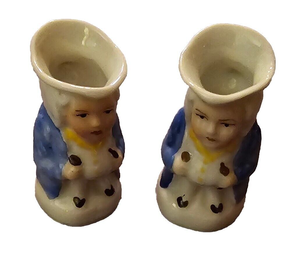 2 Toby Jug Miniatures Female Queen Creamer Hand Painted Staffordshire England 