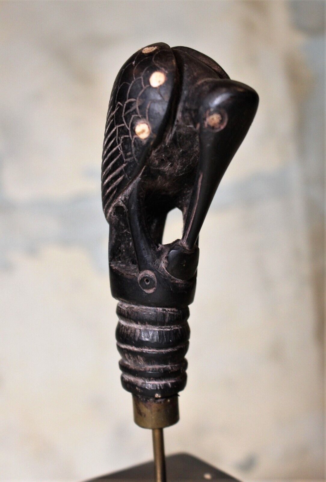 Antique Carved Stork Macassar Kris Indonesian Kris Handle c. 1940