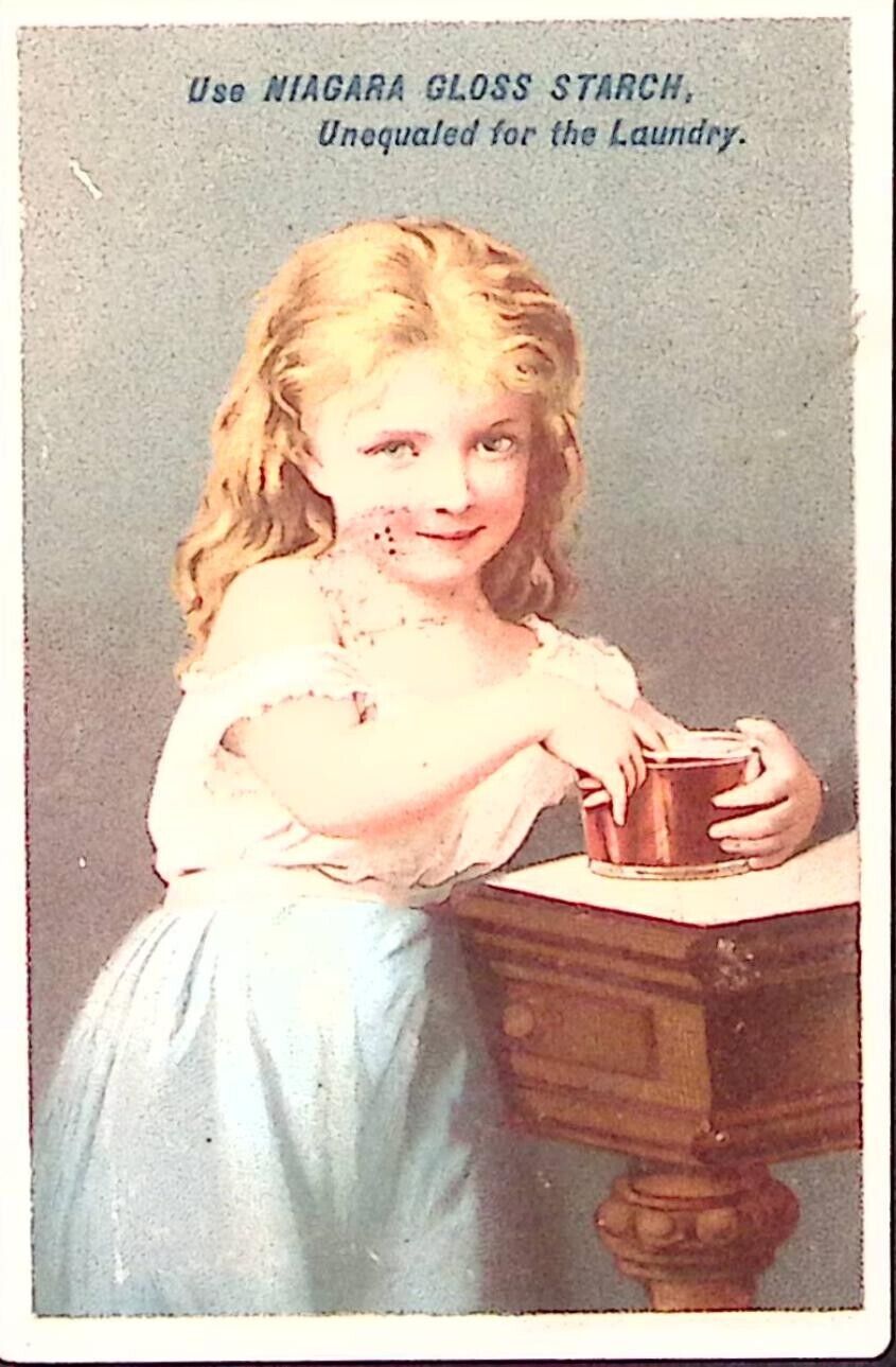 c1880 NIAGARA GLOSS STARCH UNEQUALED FOR THE LAUNDRY VICTORIAN TRADE CARD P4430