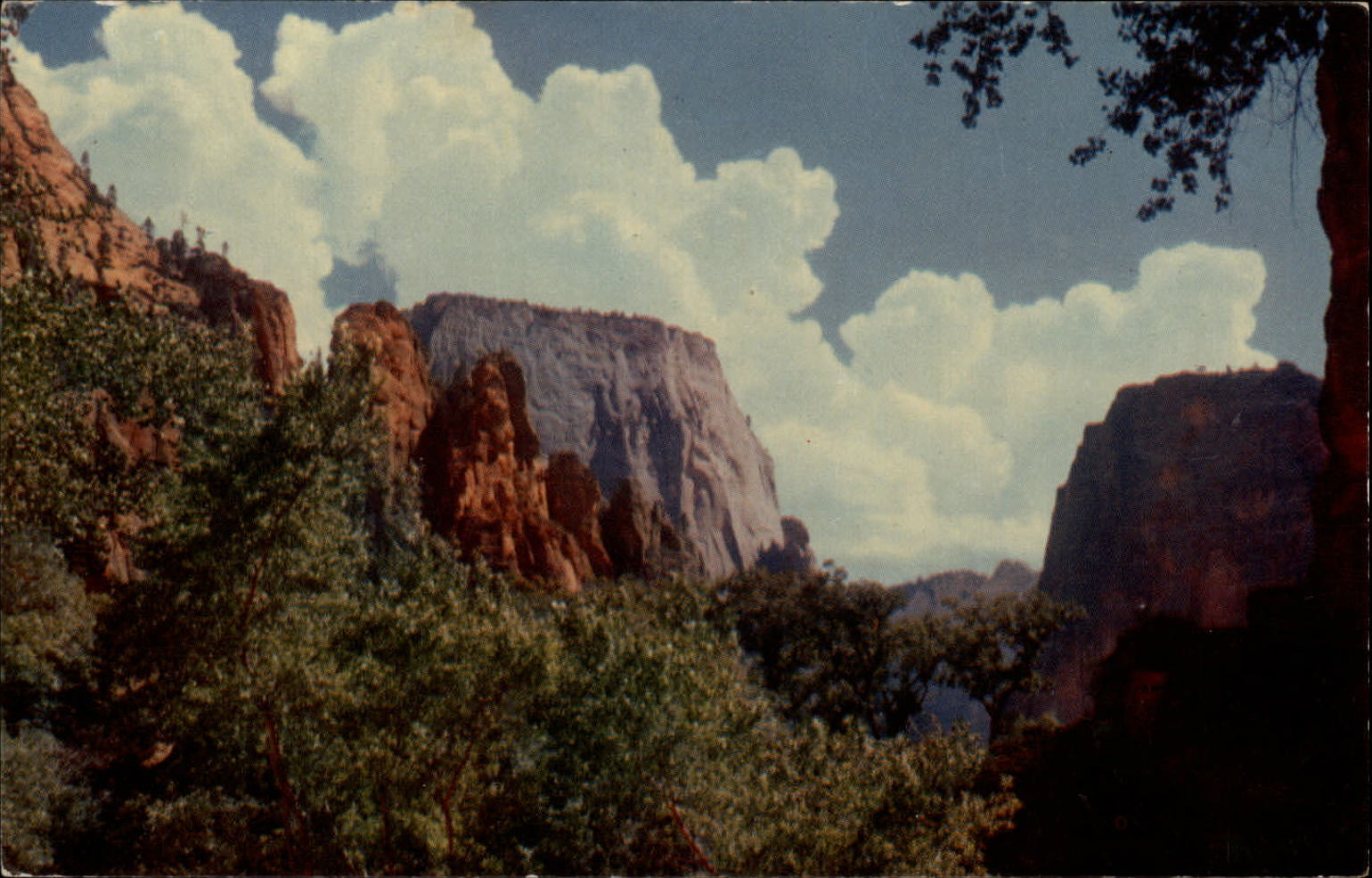 Zion Natl Park Utah Sinewava Temple rock formation scenic vintage postcard