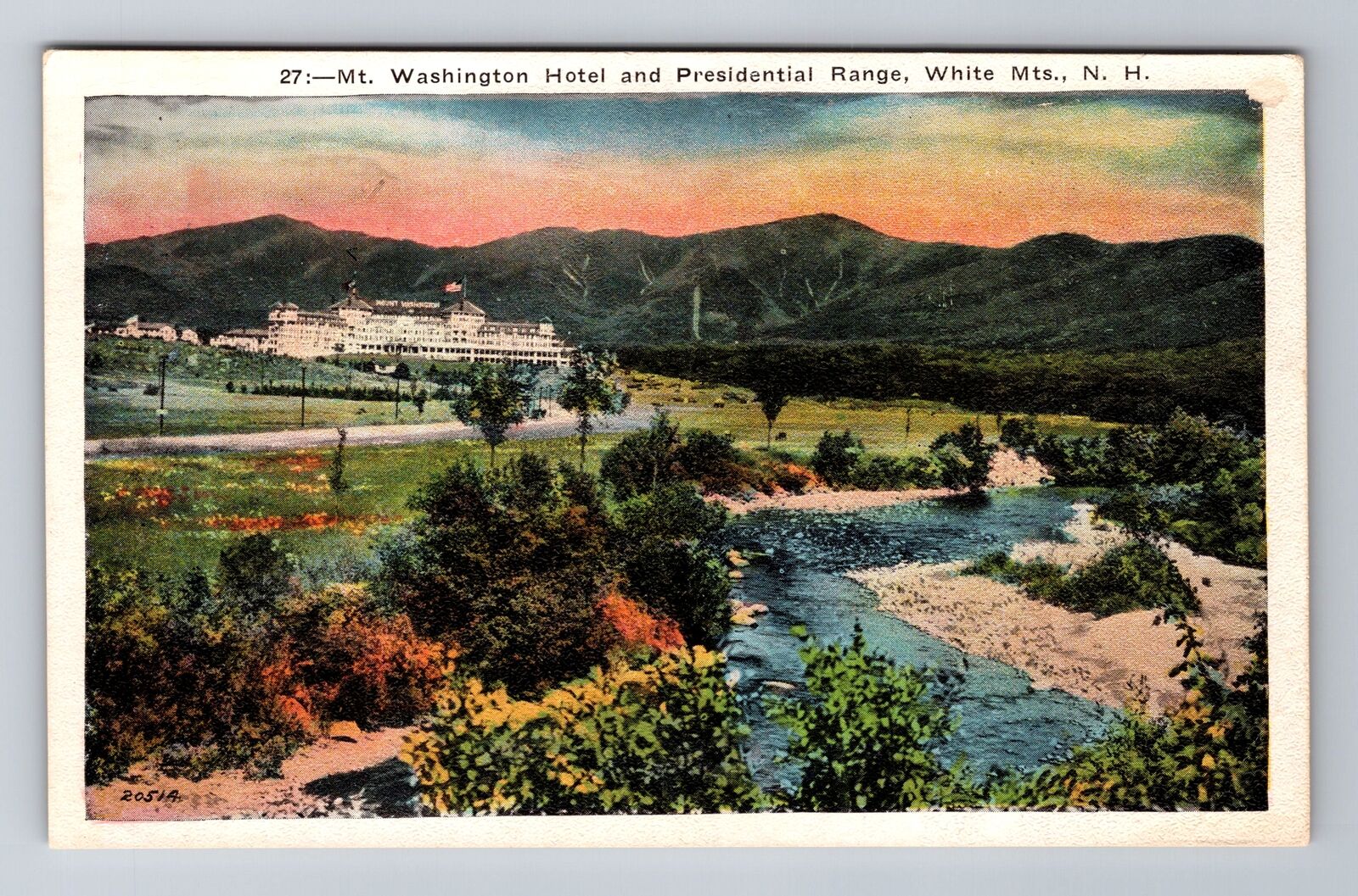White Mountains NH-New Hampshire, Mt Washington Hotel, Vintage Souvenir Postcard