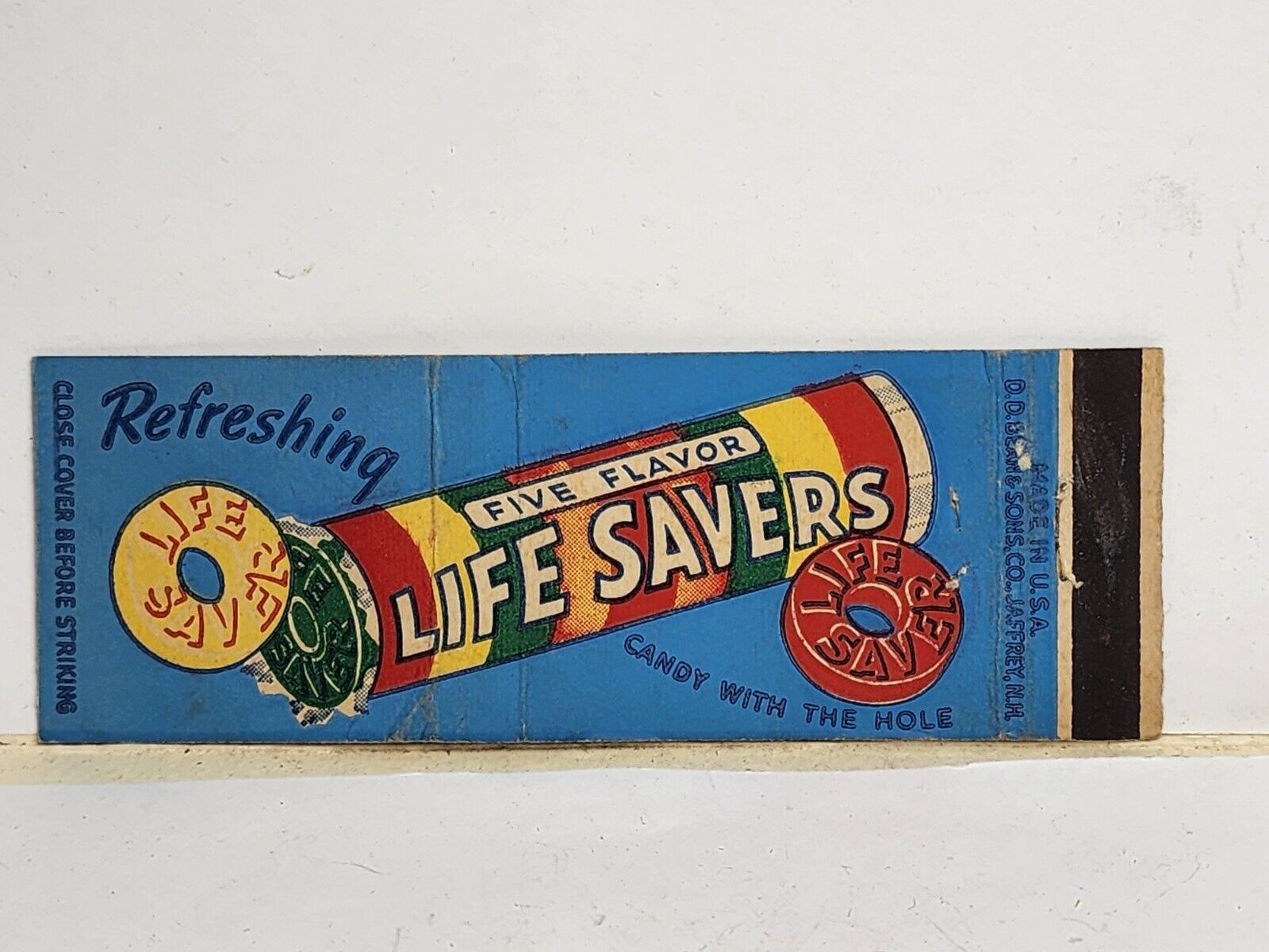 Vintage Matchbook Cover - Life Savers Candy Refreshing Round Candies Match Book