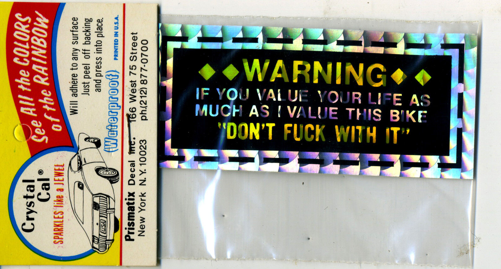 vtg prismatic sticker novelty Don\'t Mess With My BIKE warning race hot rod