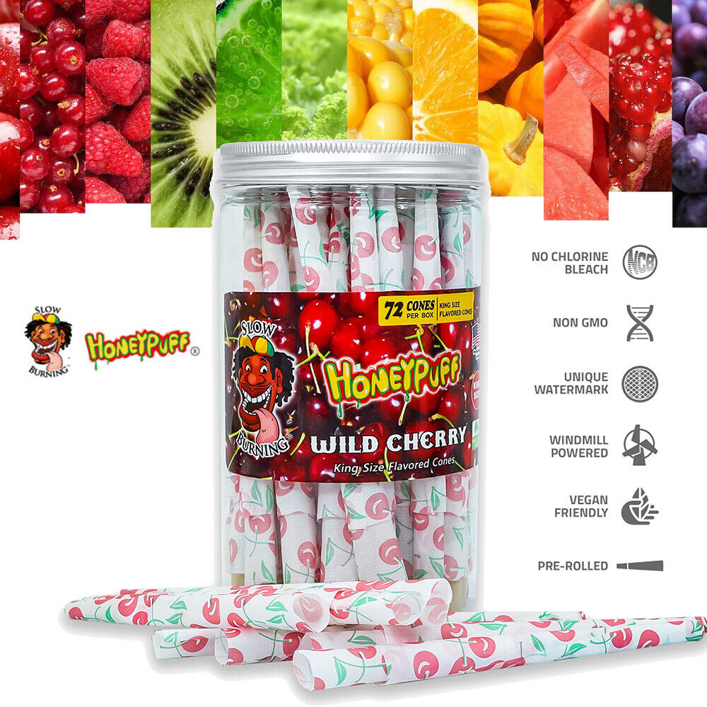 72X HONEYPUFF King Size Fruits Flavored Pre Rolled Cones Rolling Papers