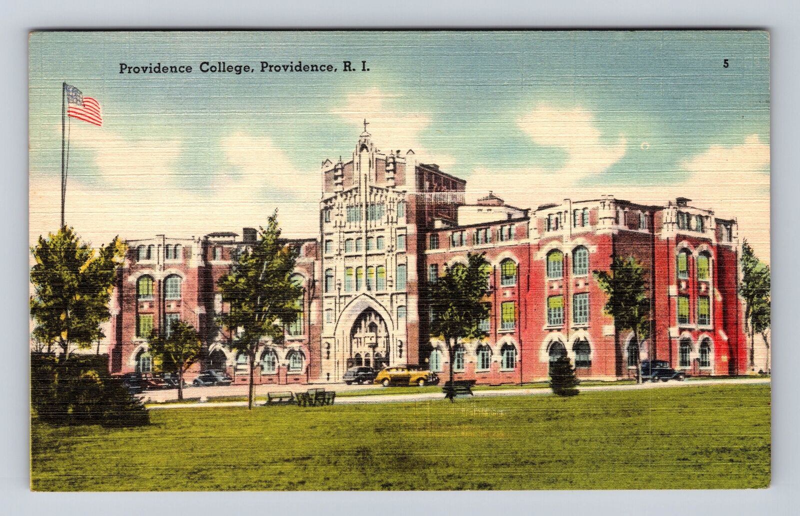 Providence RI-Rhode Island, Providence College, Antique, Vintage c1945 Postcard
