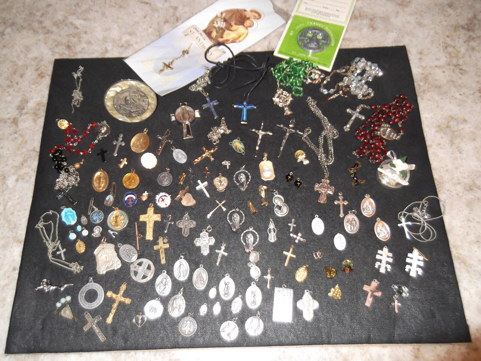 Antique To Vintage Christian Religious Medals Rosary Lot Italy & France