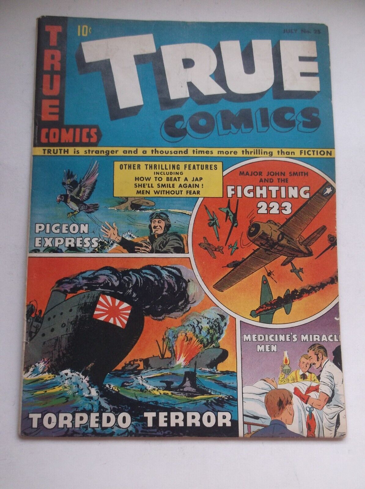 PARENT\'S MAGAZINE PRESS: TRUE COMICS #25, HTF/VINTAGE HISTORICAL GA, 1943, FN