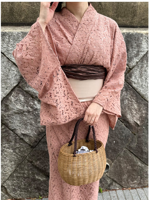 Japanese Kimono Yukata Set Dress Pink Race White obi Summer Clothes Japan Kawaii