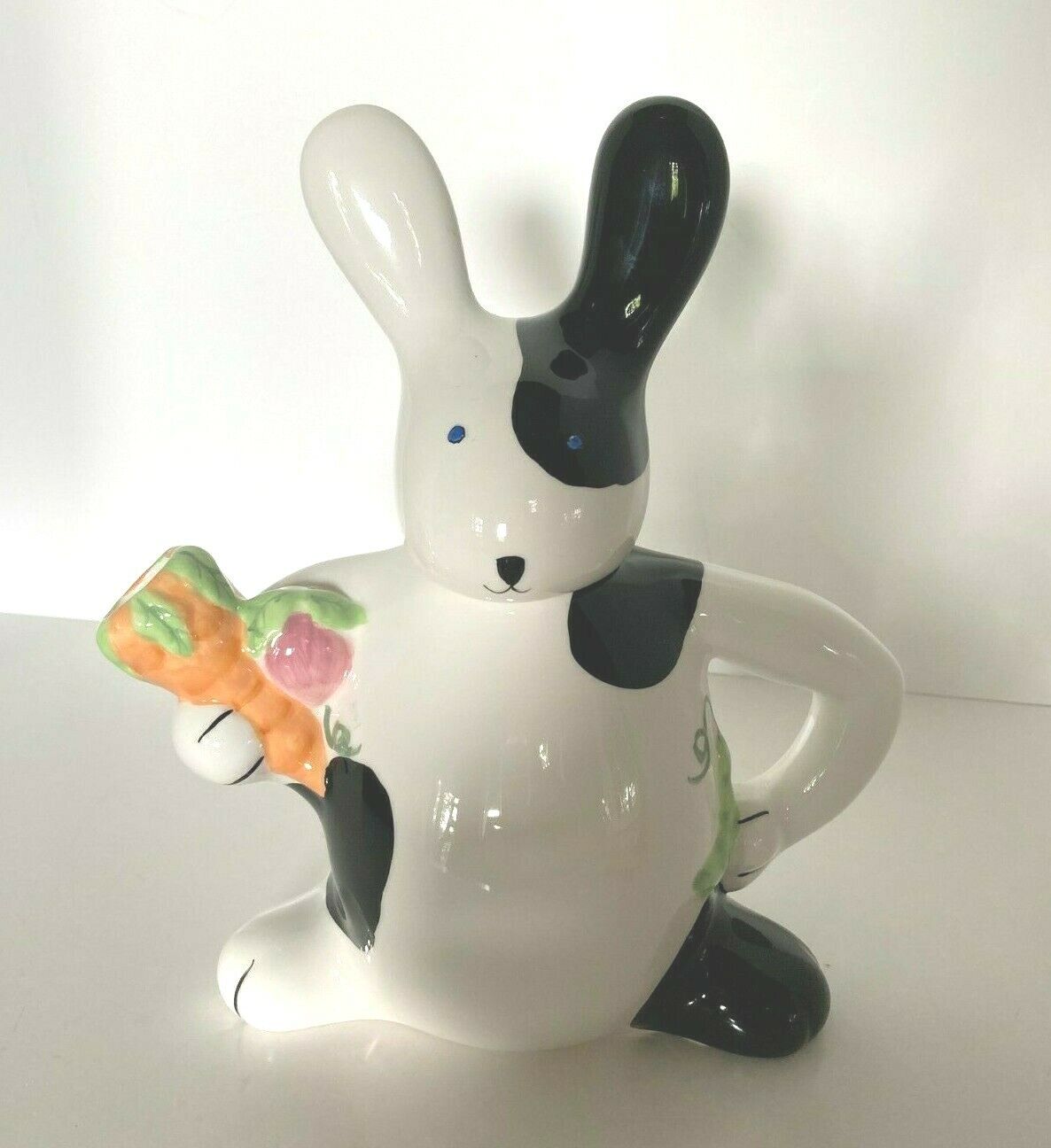 Dantes Design Group Hand Crafted & Hand Painted Rabbit Tea Pot Farmhouse Garden