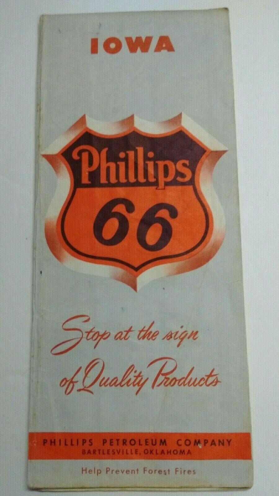 Vintage 1957 PHILLIPS 66 Gasoline Road Map IOWA