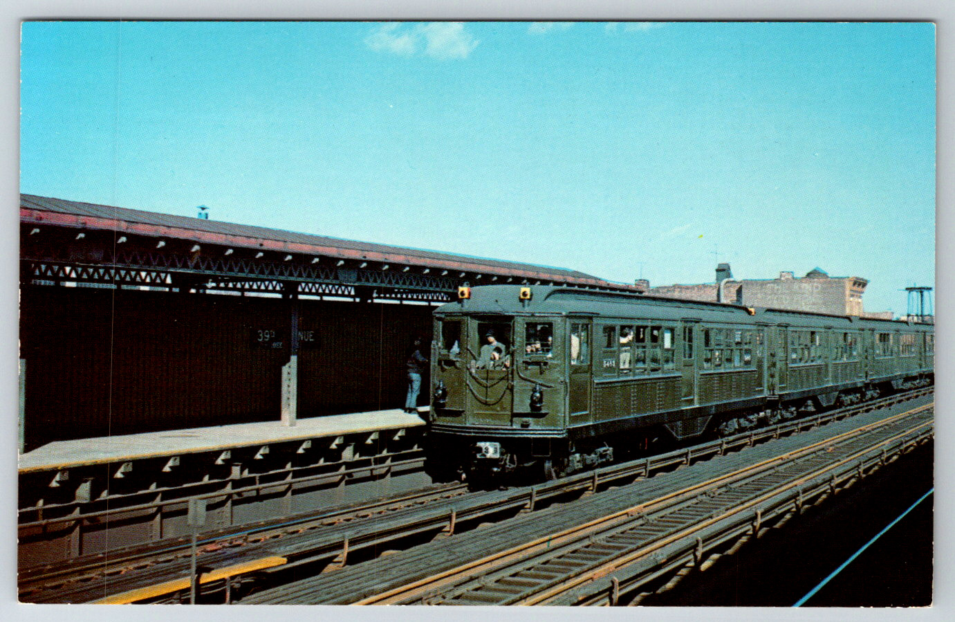 c1960s Interborough Rapid Transit 5483 Train Astoria Queens NY Vintage Postcard