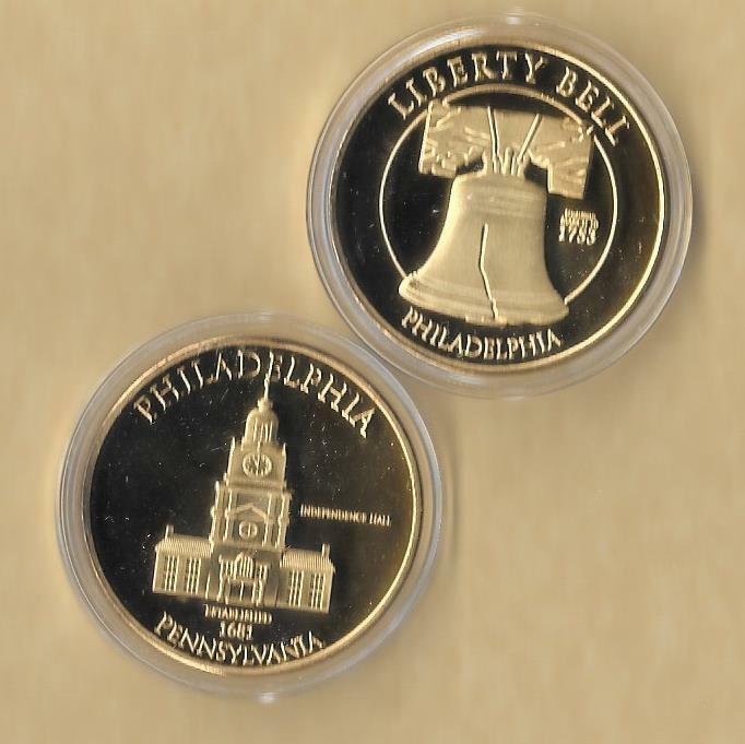 Liberty Bell Challenge Coin Philadelphia PA Gold 1753