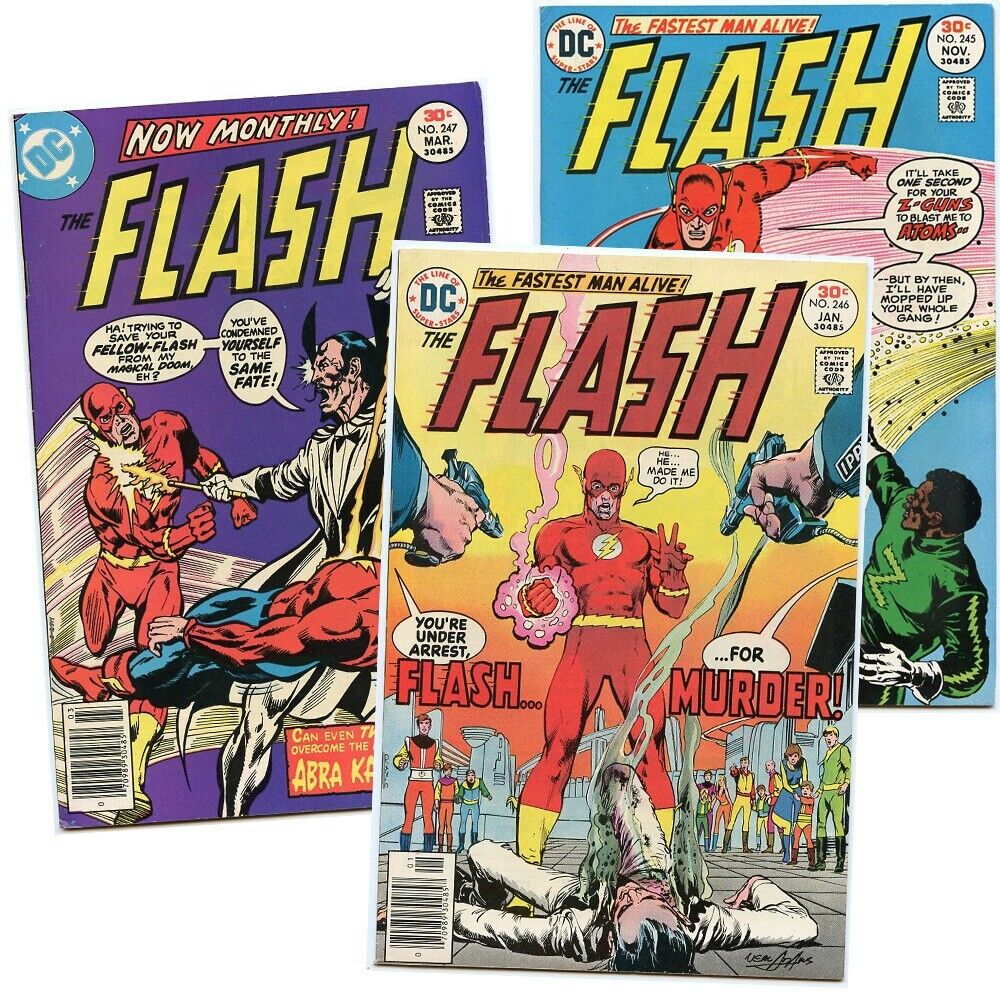 Flash Vol 1 #s 245-247 lot of 3 DC Comics (1976-77) Abra Kadabra | Adams cover