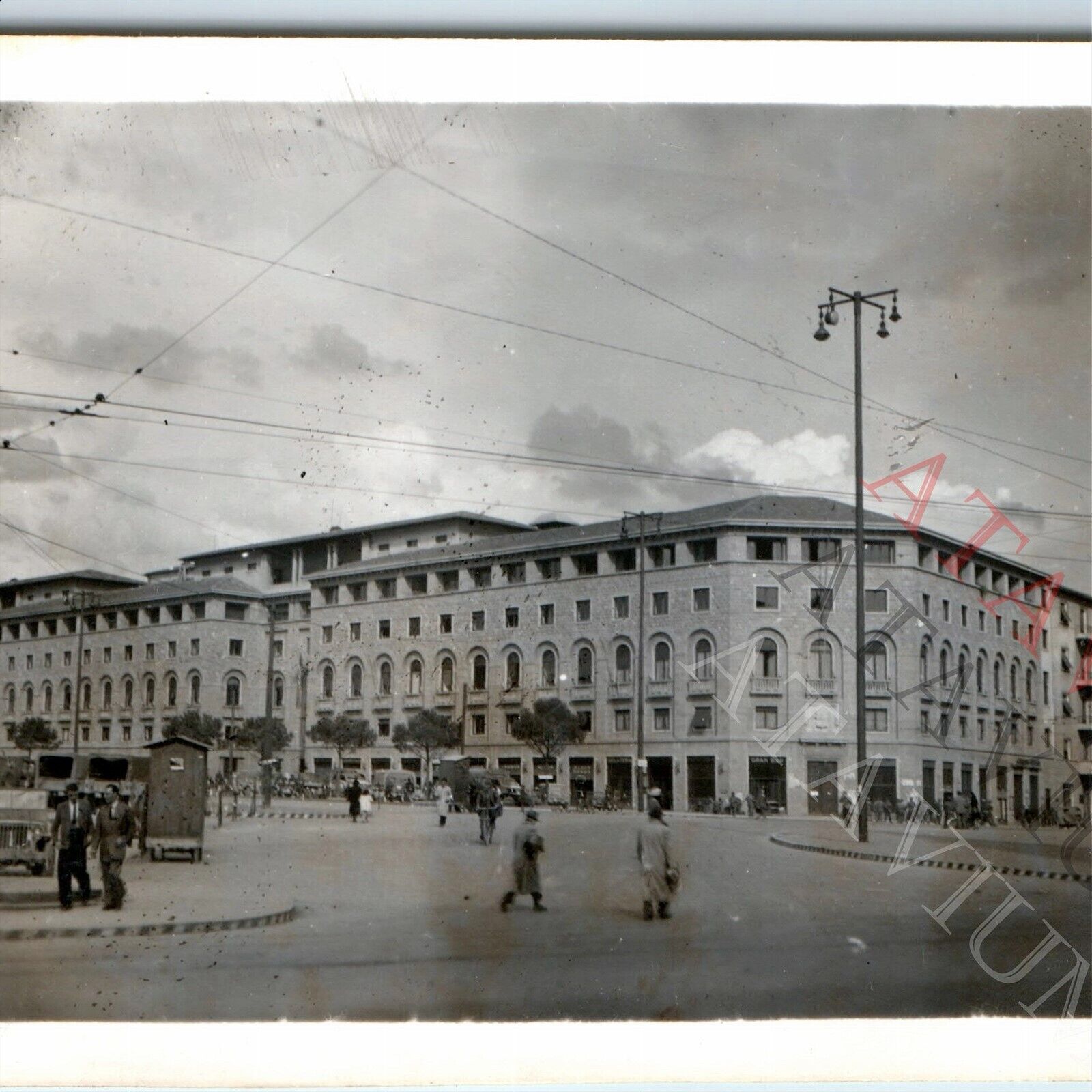c1940s WWII Florence, Italy Piazza Stallione US Military Occupied Army Jeep C52