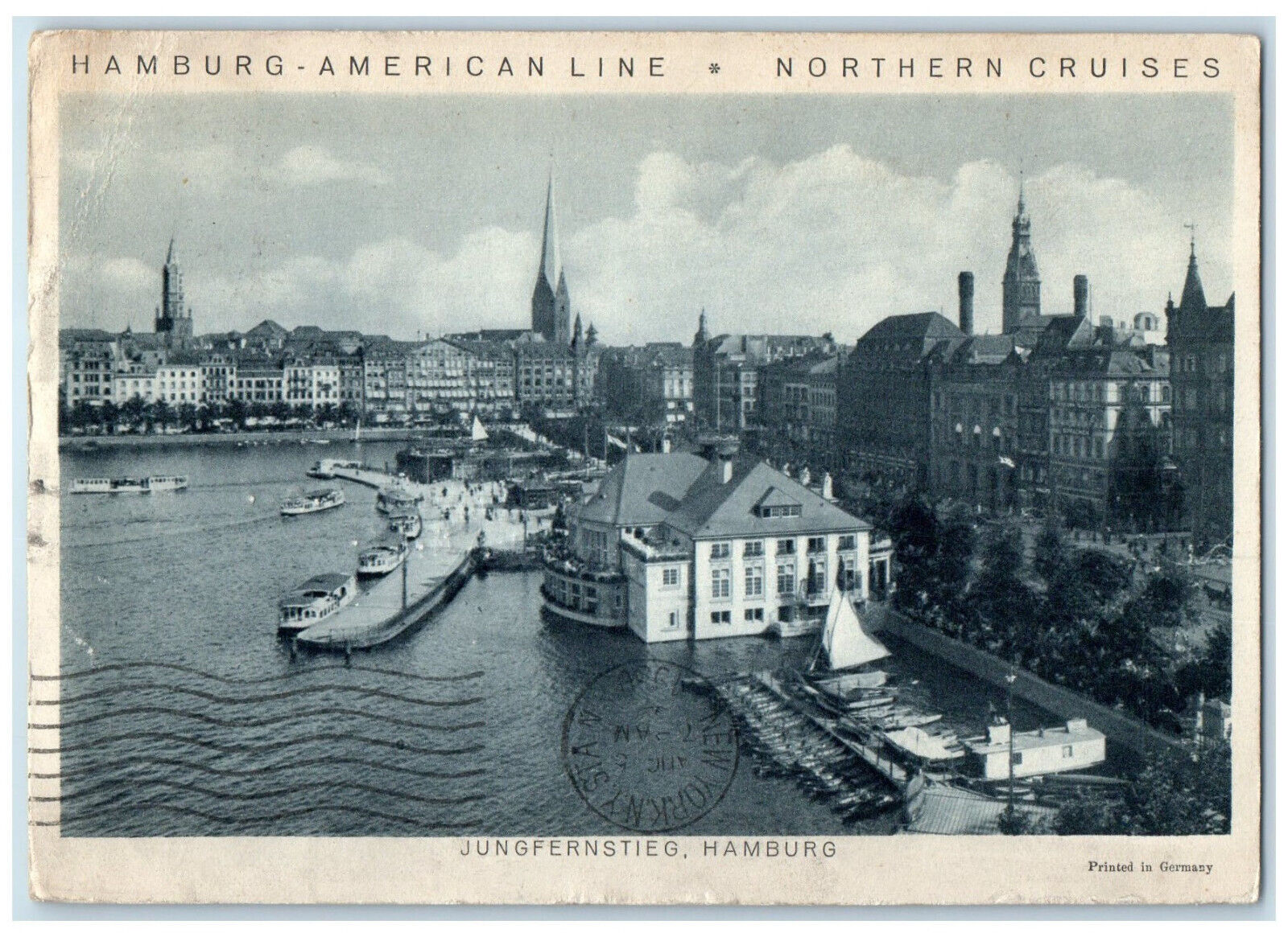 1930 Reliance Steamer Cruise Hamburg American Line Jungfernstieg Postcard