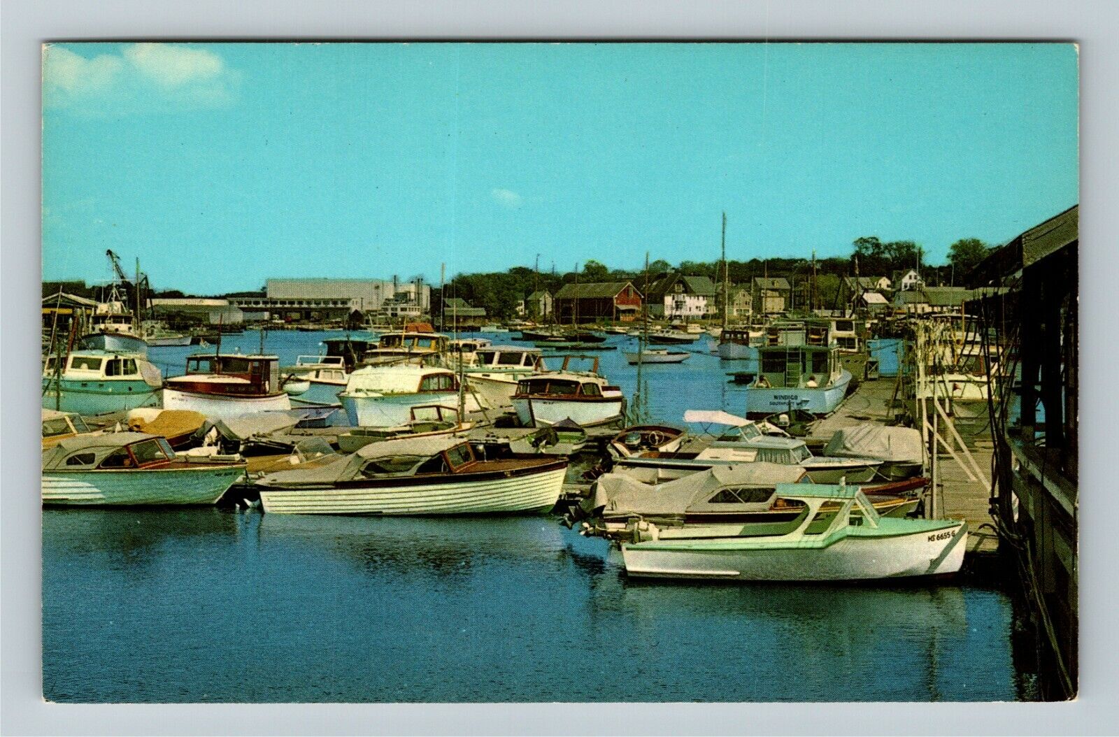 East Gloucester MA-Massachusetts, Pleasure Boats At Anchor, Vintage Postcard