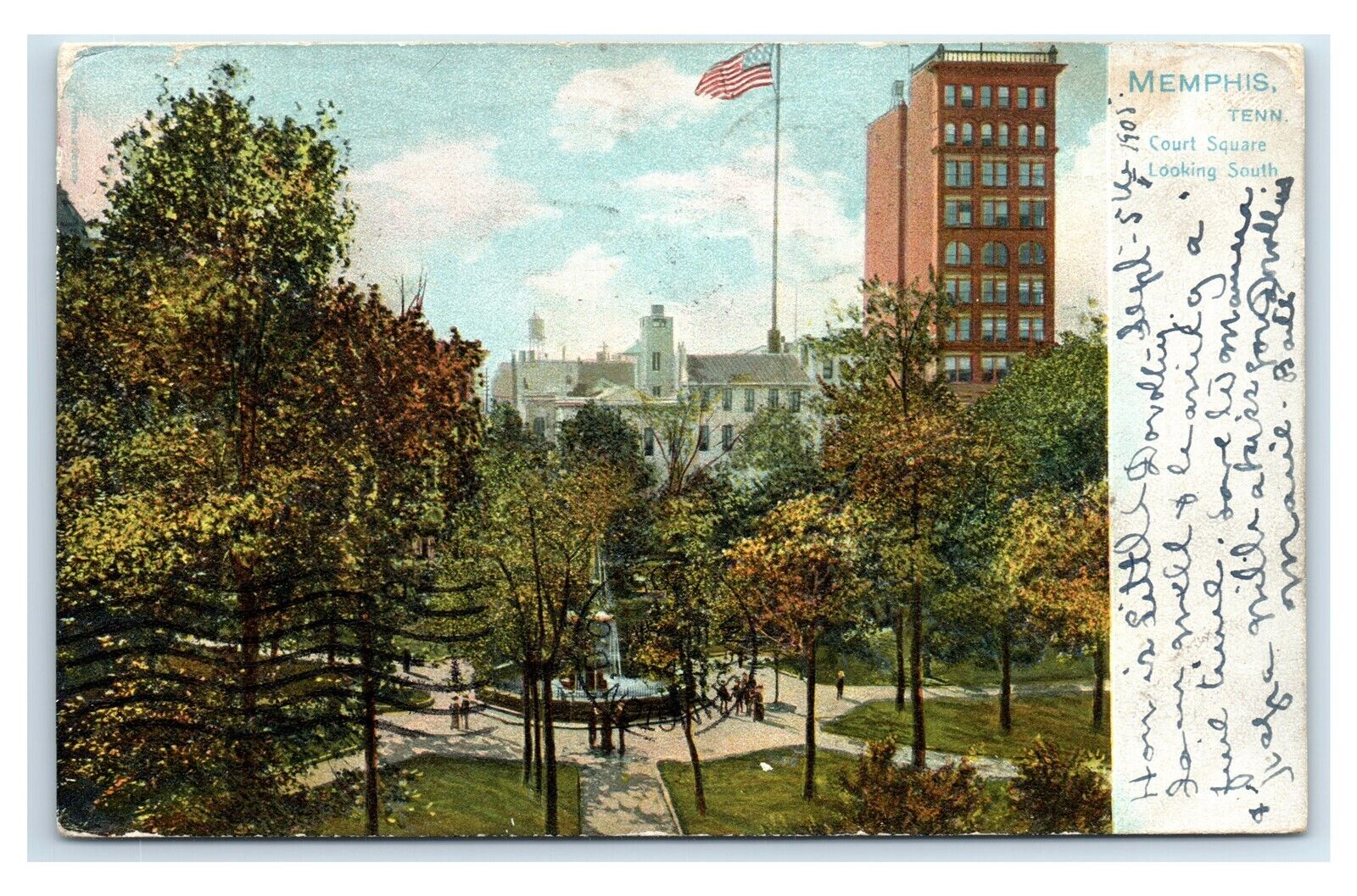 Postcard Court Square looking South, Memphis TN 1905 Tuck #2008 W2
