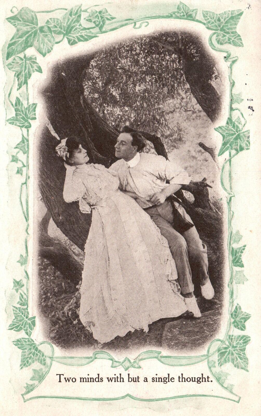 Vintage Postcard 1911 Two Minds With A Single Thought Lovers Sweet Moments