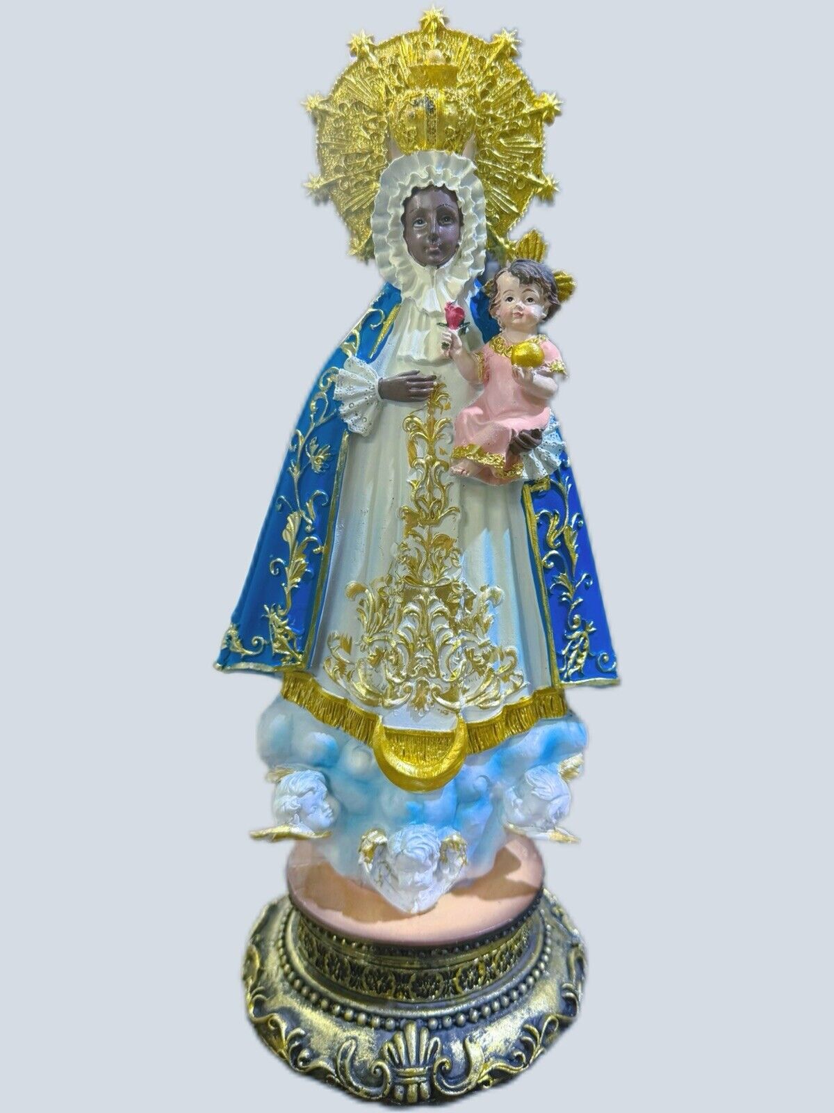 12.5” inch Virgen de la Regla Resin Statue Beautiful Finished yemaya CaridadBLUE
