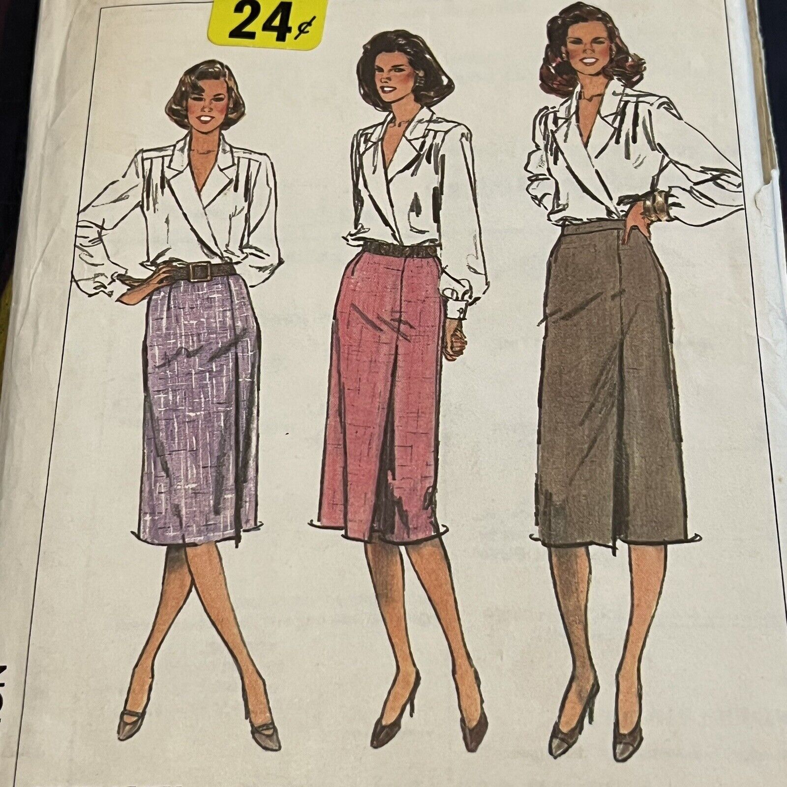 Vintage 1980s Simplicity 7961 Mock Wrap Straight Skirt Sewing Pattern 16 UNCUT