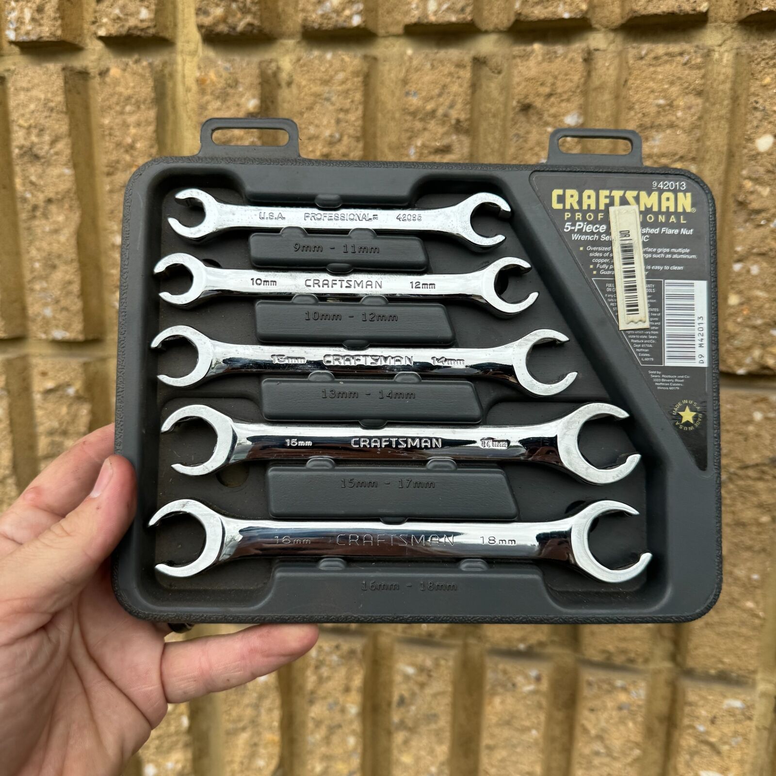 CRAFTSMAN USA Professional 9 42013 METRIC 5pc Flare Nut Line Wrench Set 9mm-18mm