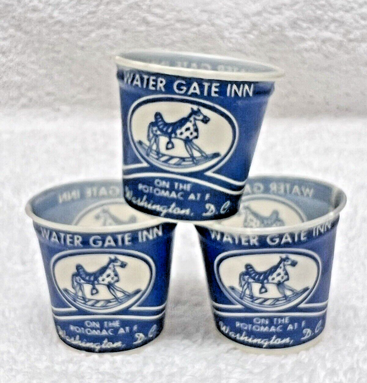 Lot of 3 Water Gate Inn Washington DC Dixie Cup 3/4 Oz Rocking Horse Design