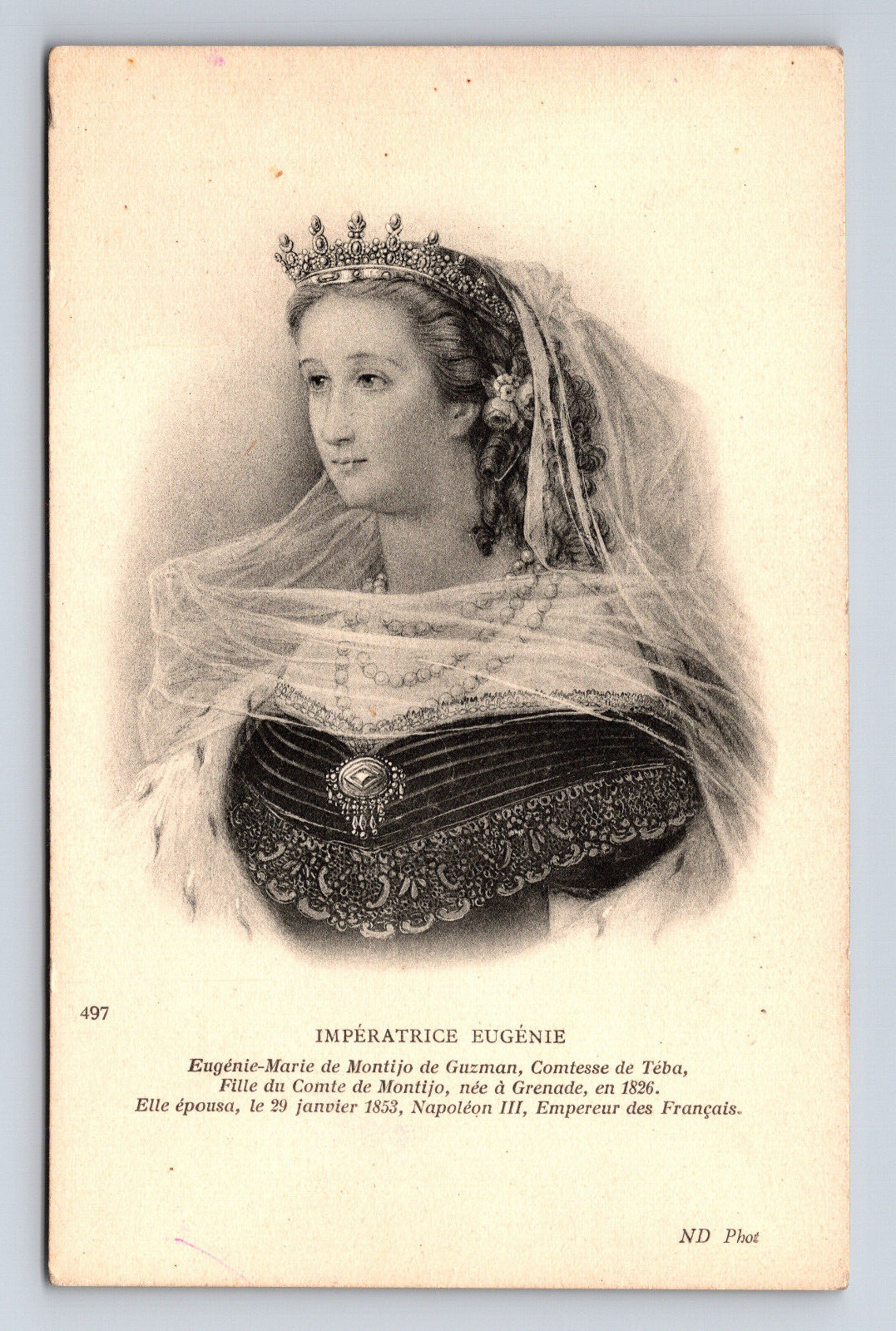 Portrait of Imperatrice Eugene Neurdein ND PHOT 497 Postcard
