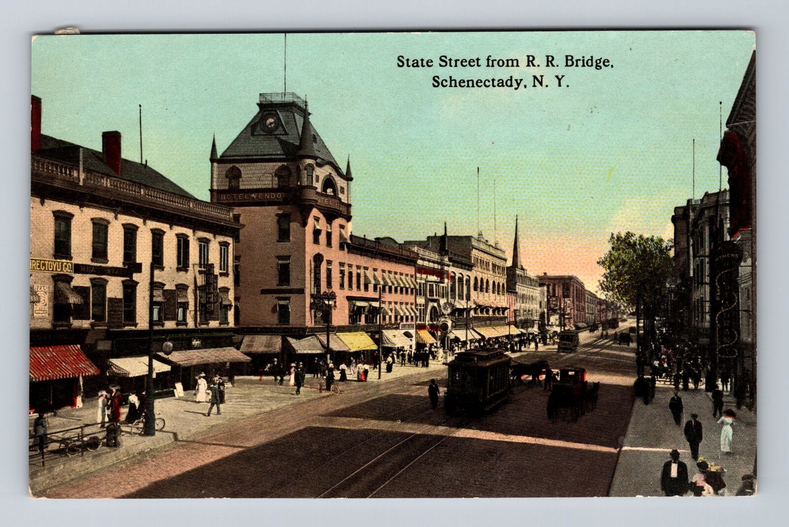 Schenectady NY-New York, State Street From Railroad Bridge, Vintage Postcard