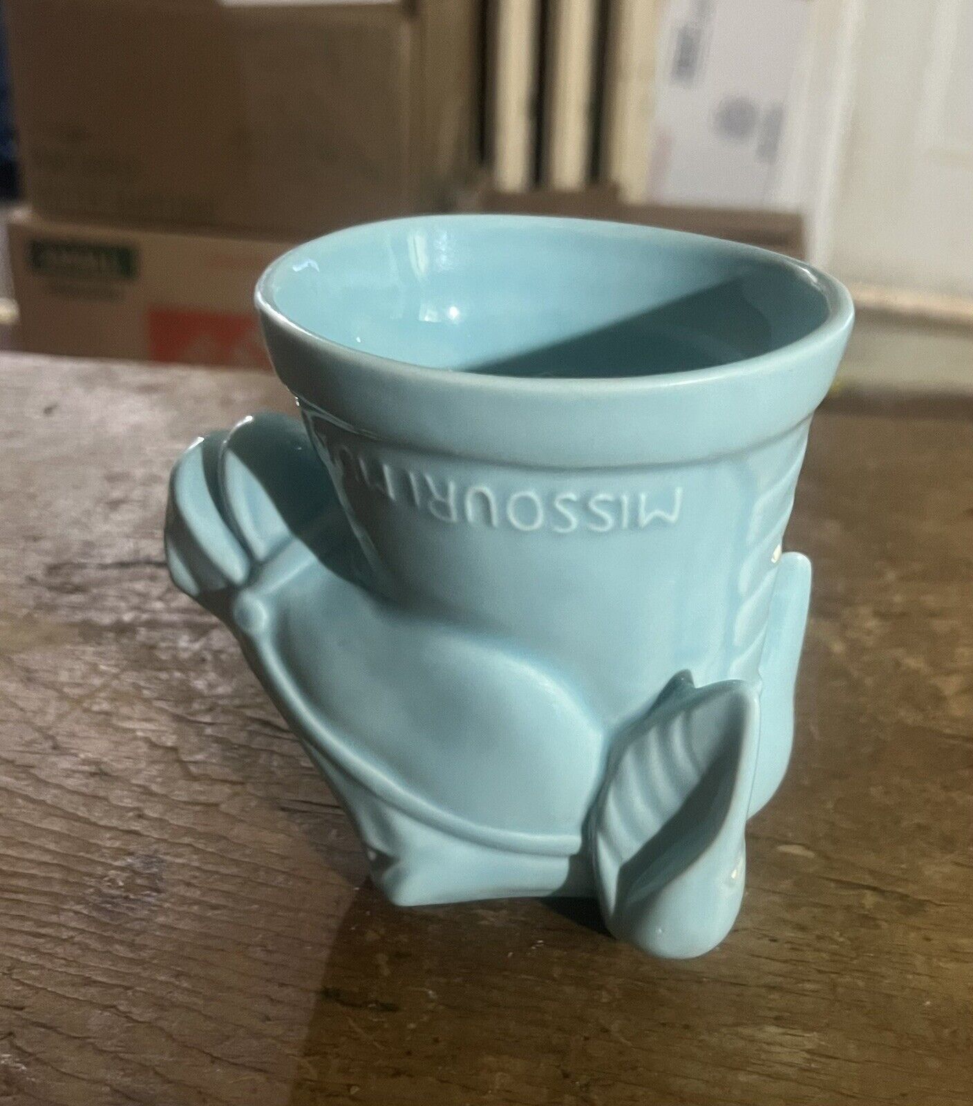 McCoy Missouri Mule head mug cup upside down blue excellent