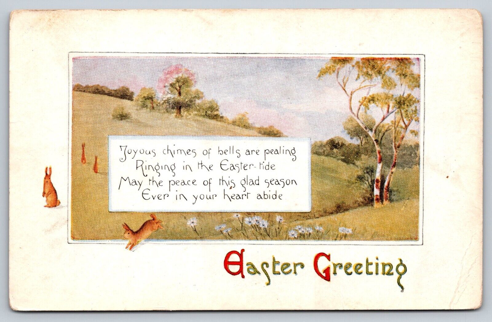 Postcard Vtg Greeting Card Fairman Greeting Co Easter Greetings   [ga]