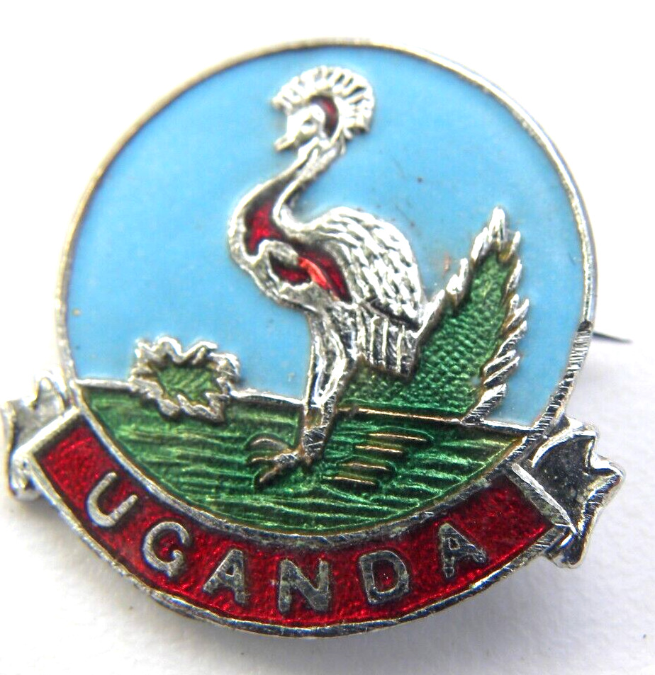 Vintage Uganda Africa Pin Enamel Bird Travel Souvenir Hat Lapel