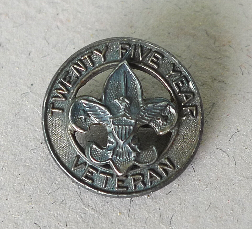 Vintage sterling silver 25 year veteran tenure service pin Boy Scout BSA 1930s P