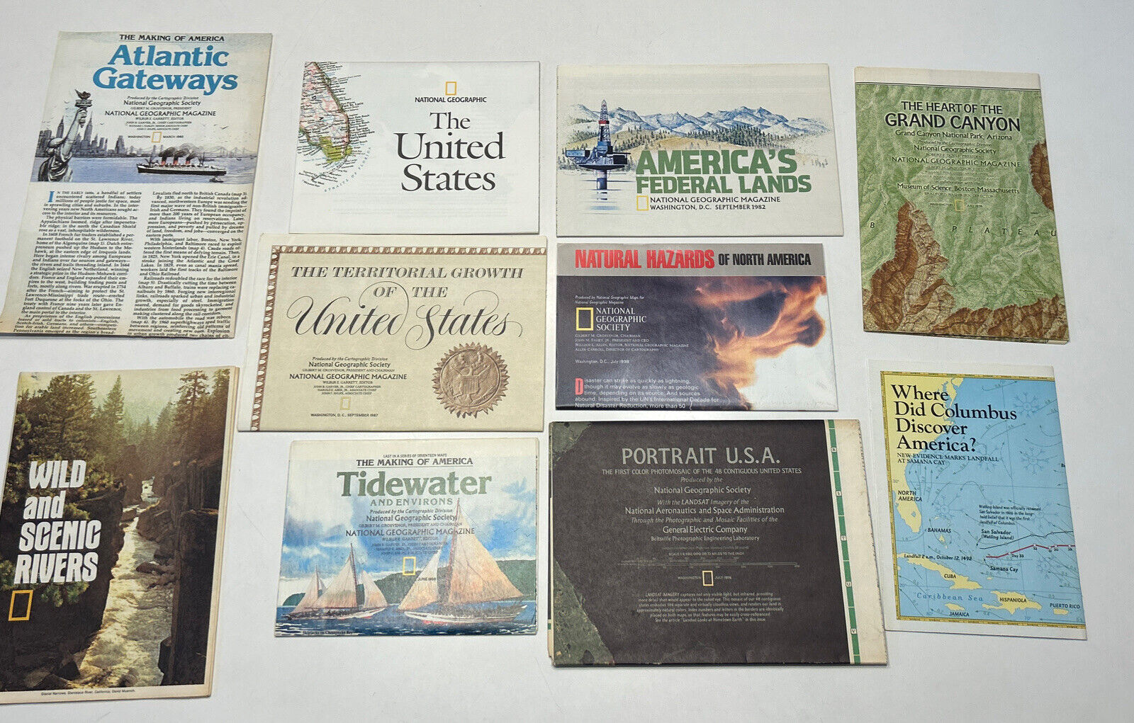 Vintage National Geographic 10  Maps Pamphlets The United States North America