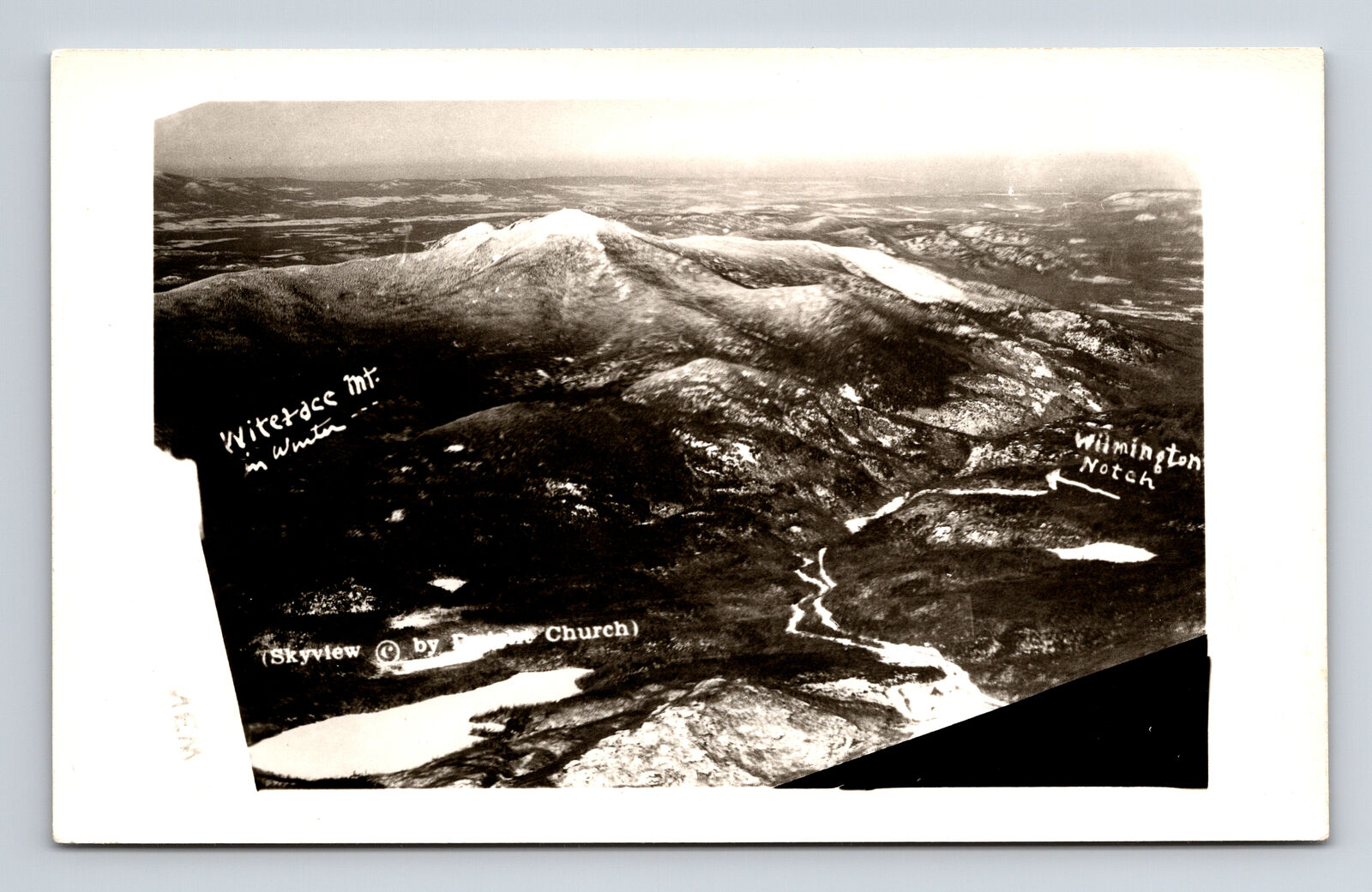 RPPC 1948 Skyview Whiteface Mountain Wilmington Notch NY Dwight Church Postcard