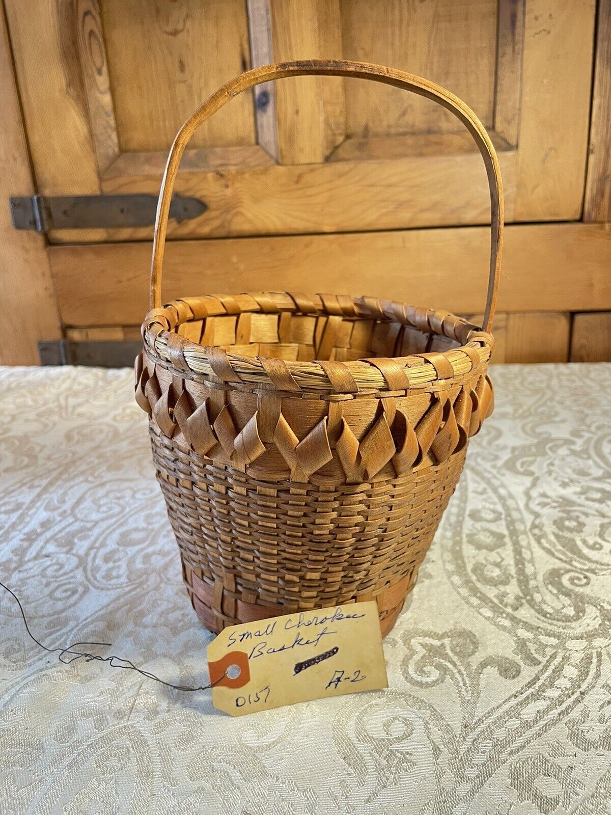 Cherokee Native American Wooden Handle Basket- Vintage