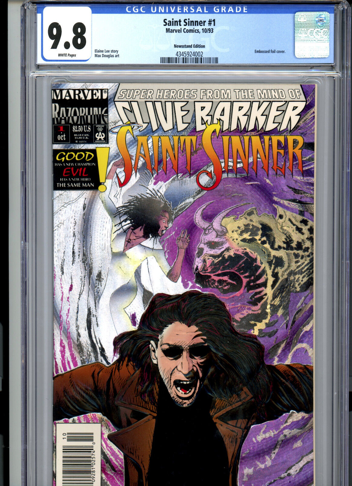 Saint Sinner #1 (1993) Marvel CGC 9.8 White Newsstand Edition