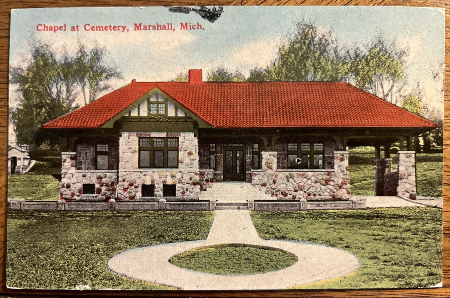 Marshall, Michigan 1913 Chapel at Cemetery.
