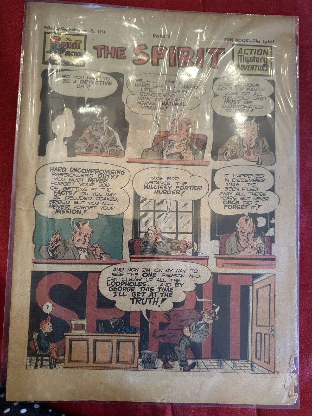 THE SPIRIT Weekly Newspaper February 25, 1951 By Will Eisner VG All Pages