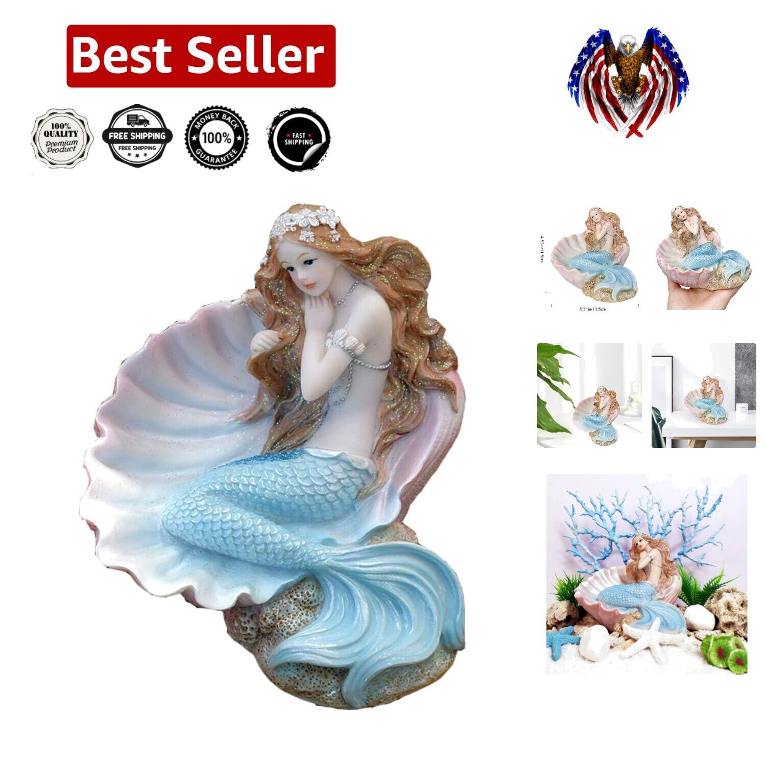 Exquisite Mediterranean Princess Mermaid Collectible - Home Office Decor